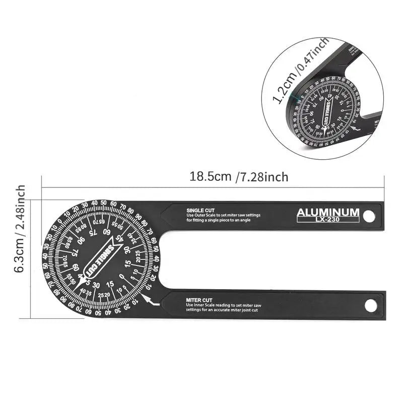 360° Aluminium Alloy Angle Finder Protractor for Woodworking Angle Finder Protractor Babs