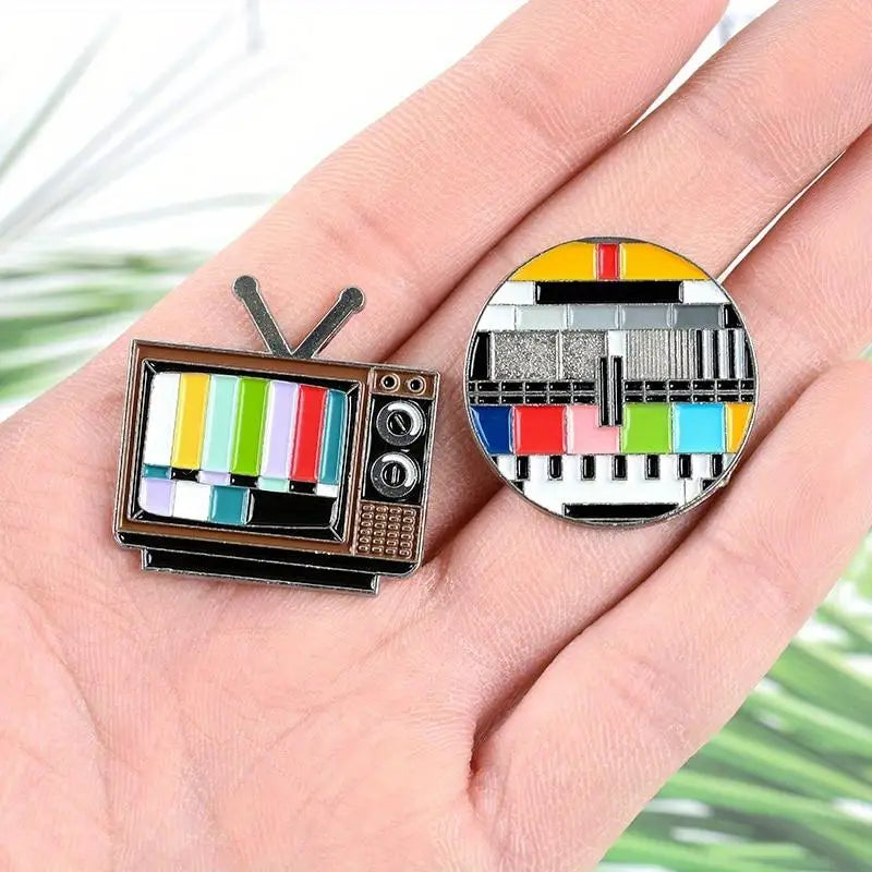 2pc No Signal Enamel Pin Set – Retro TV Brooches & Badges Enamel Pin Brooch Babs
