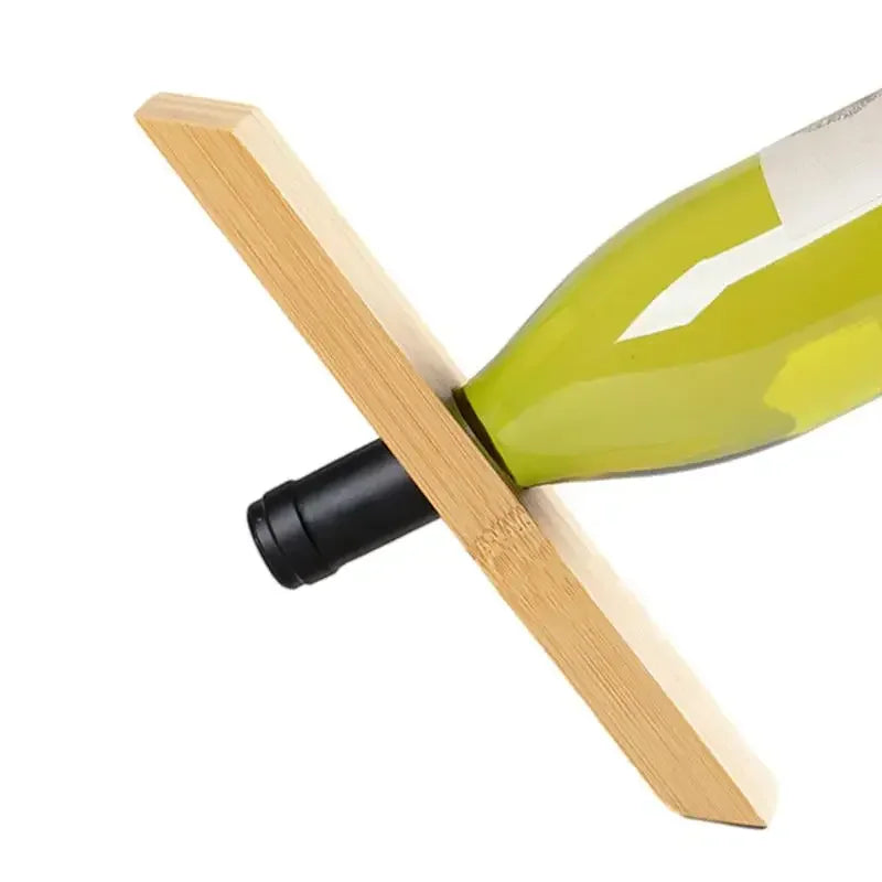 Bamboo Balance Wine Rack – Single Bottle Display Stand Wine Bottle Rack Babs