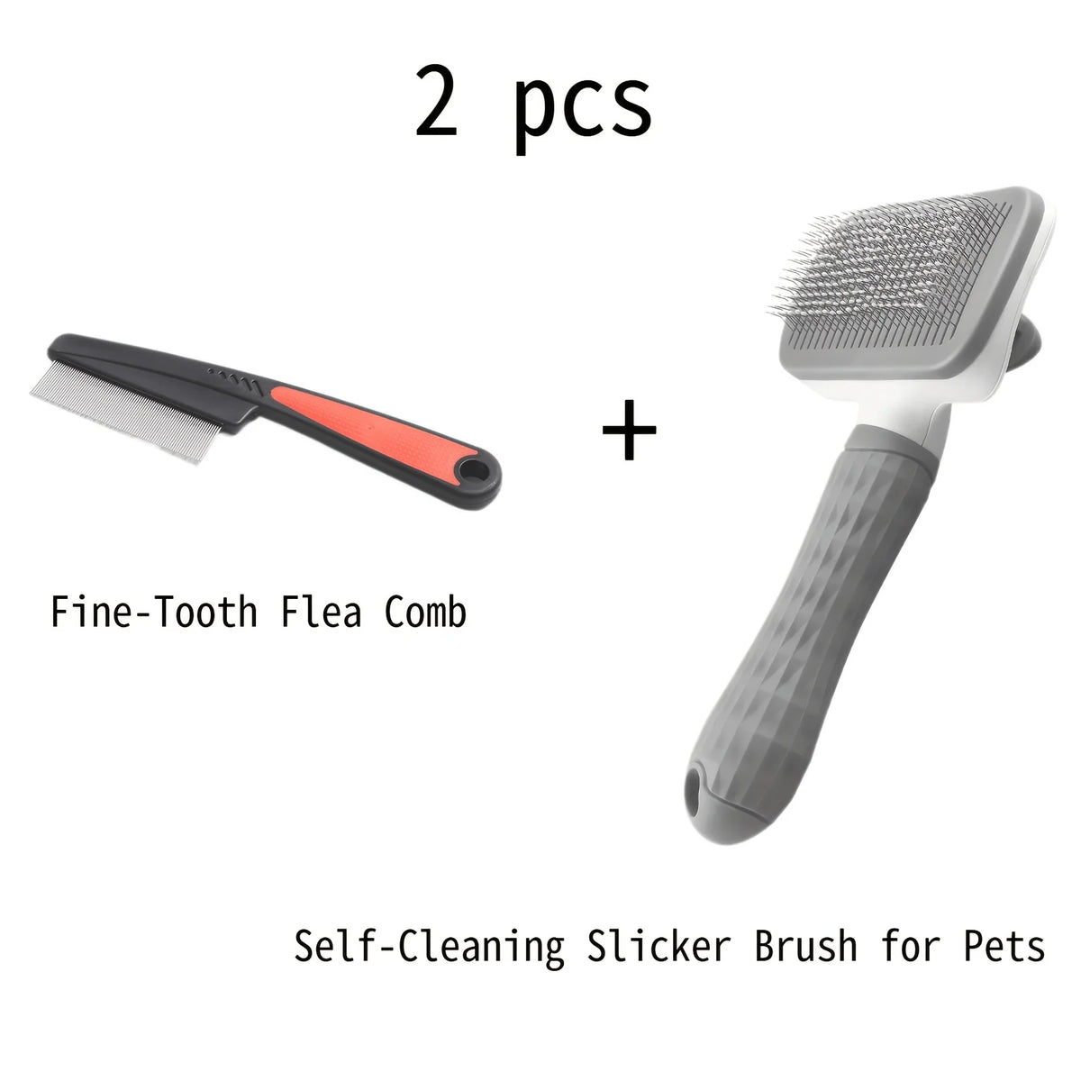 2-Piece Pet Grooming Set – Slicker Brush & Flea Comb Pet Grooming Set Babs