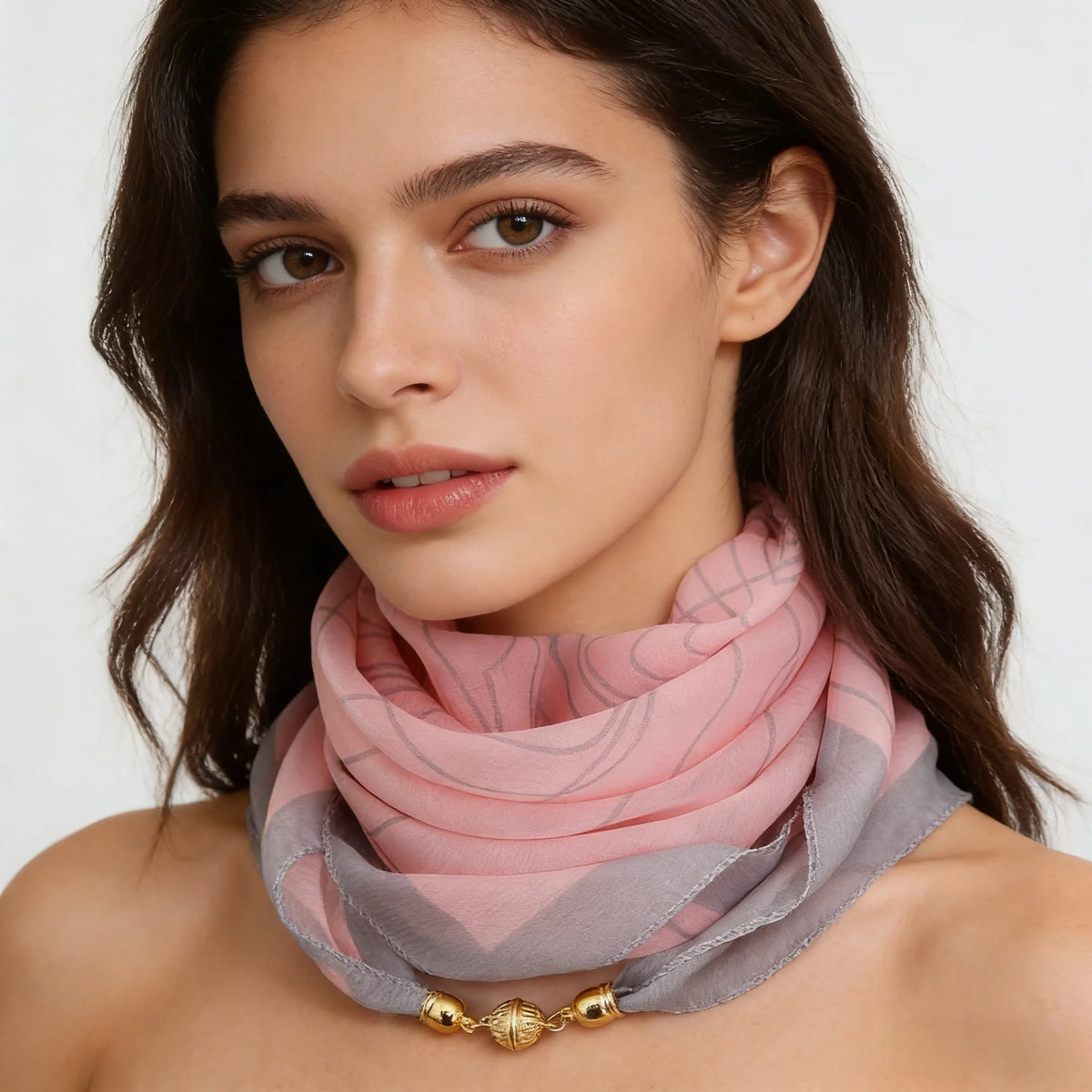 Women's Lightweight Printed Magnetic Clasp Scarf | All-Season Women's Fashion Scarf Babs