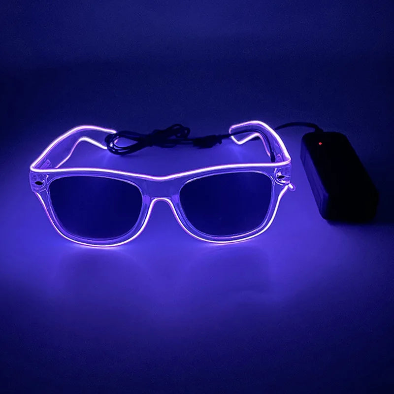 LED Light Up Glasses – Glowing Rave & Party Sunglasses LED Party Glasses Babs (7)-Purple-1pcs