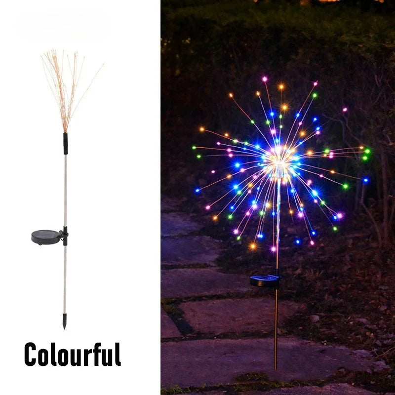 Solar Firework Fairy Lights – 60 LED Waterproof Garden Decor Solar Garden Lights Babs 60LED Colorful 1PCS