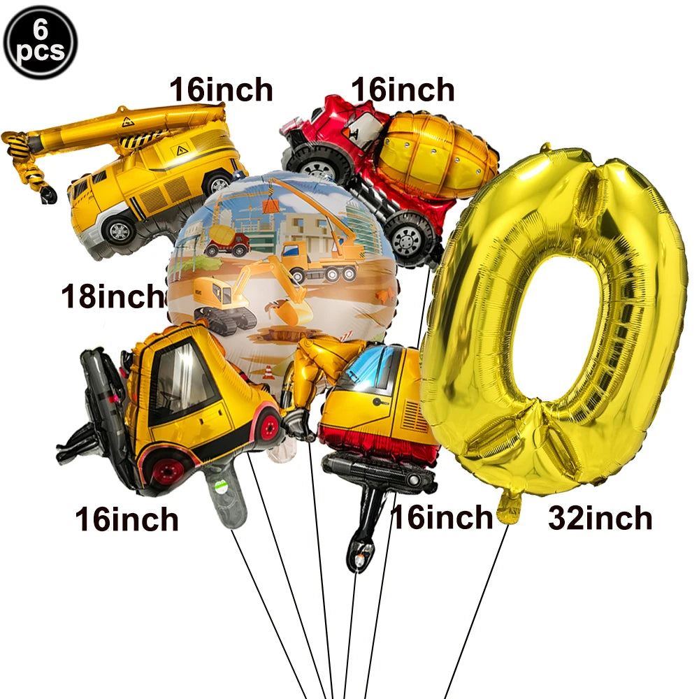 Construction Party Balloons – Excavator Dump Truck Boys Decor Party Balloons Babs plum As pictures show