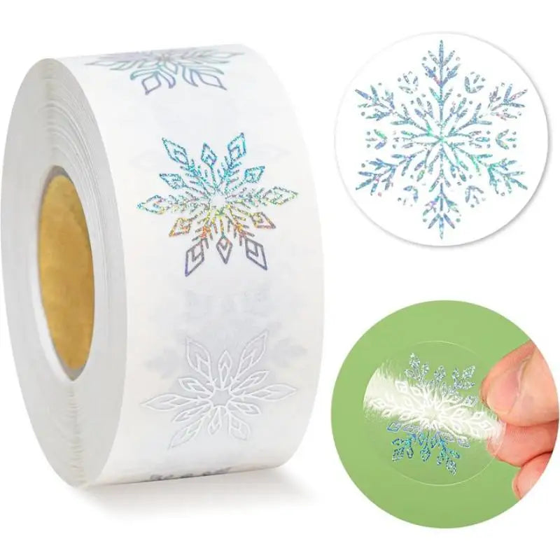 500 Transparent Snowflake Christmas Stickers Roll – Gift & Bakery Decorative Sticker Roll Babs Default Title