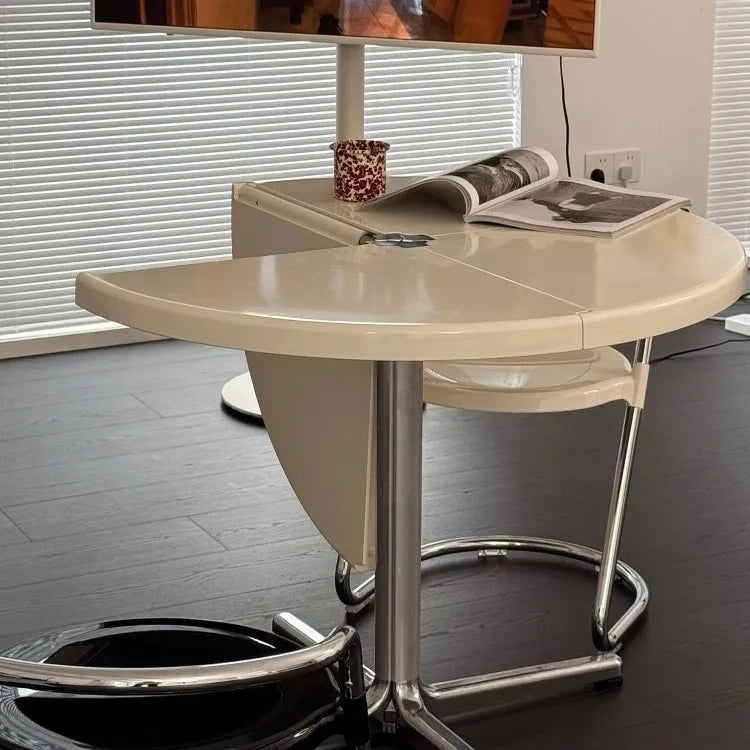Nordic Foldable Round Dining Table | Metal Frame, 95x73cm Foldable Dining Table Babs