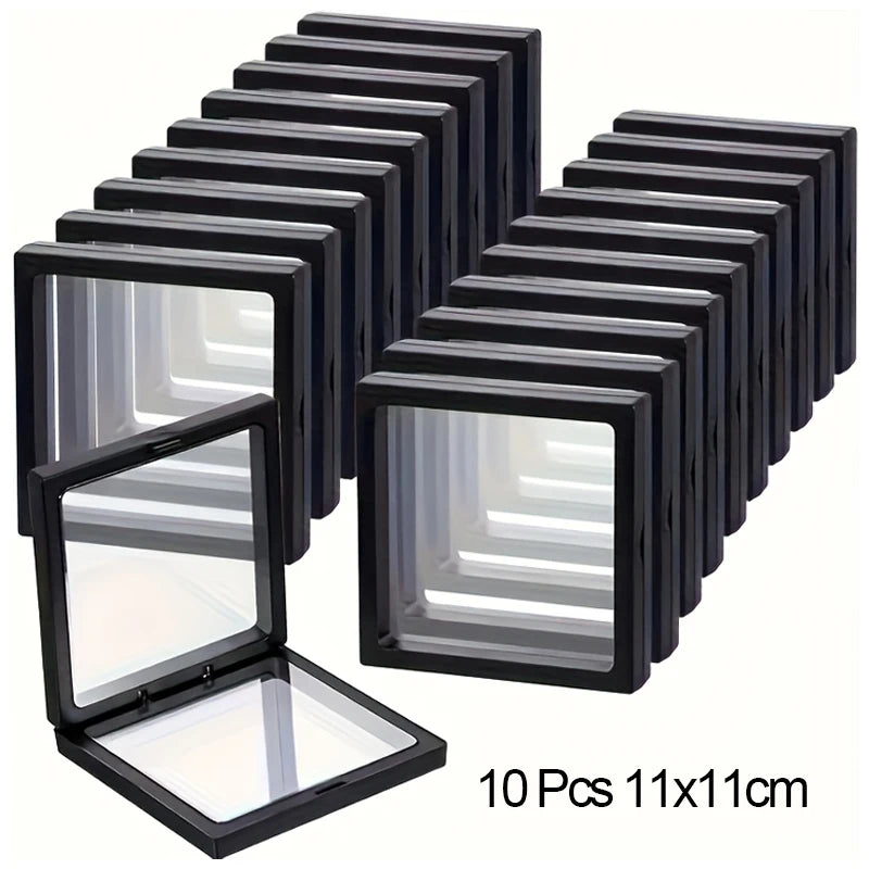 10Pcs Floating Display Cases – Stackable Jewelry & Coin Storage Floating Display Case Babs 10Pcs-11x11cm