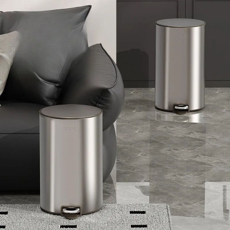 Stainless Steel Pedal Trash Can | 7L 11L 15L Round Dustbin Pedal Trash Can Babs