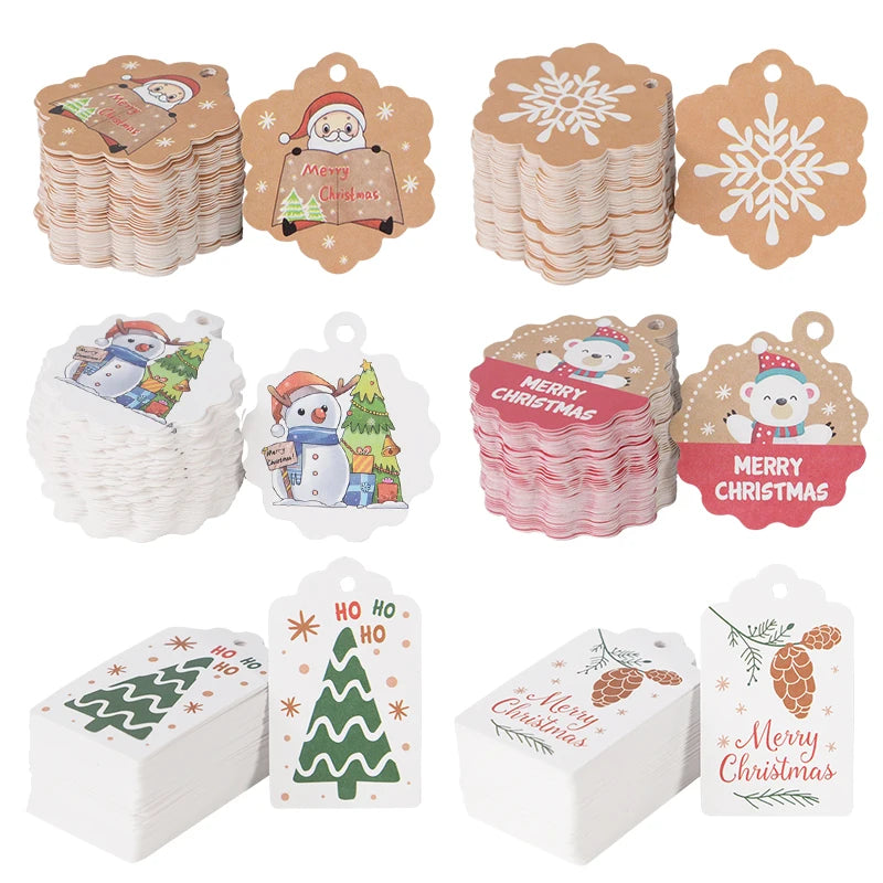 100PCS Christmas Kraft Paper Hanging Gift Tags & Labels Gift Tags Babs