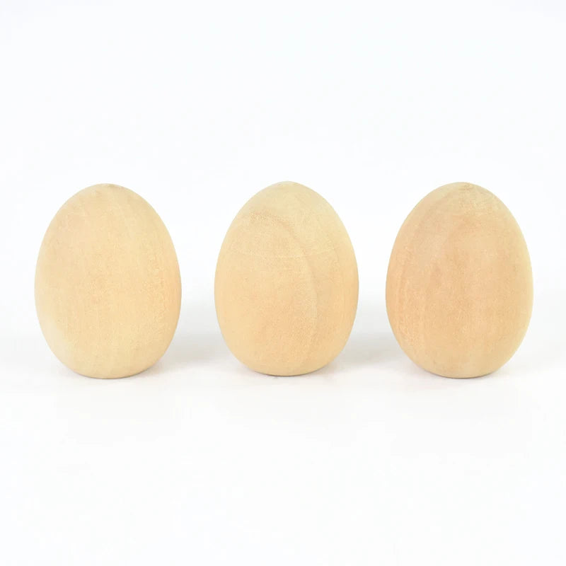 5Pcs Unfinished Wooden Easter Eggs DIY Craft Ornaments DIY Wood Craft Kit Babs