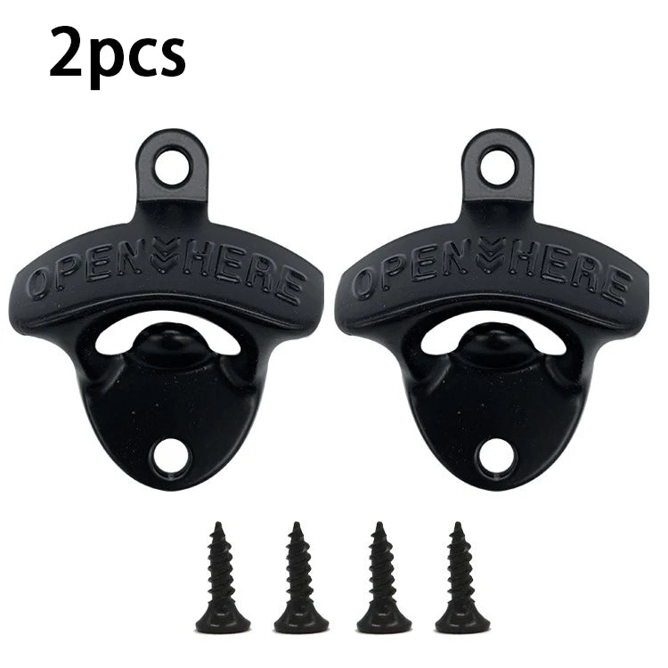 Retro Wall Mounted Beer Bottle Opener – Zinc Alloy Kitchen Decor Wall Bottle Opener Babs Black 2pcs