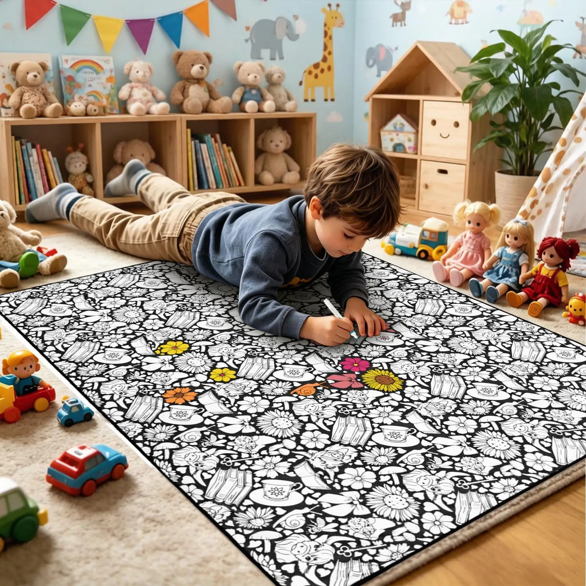 DIY Coloring Doodling Blanket + 24 Markers – Washable Art Gift DIY Coloring Blanket Babs