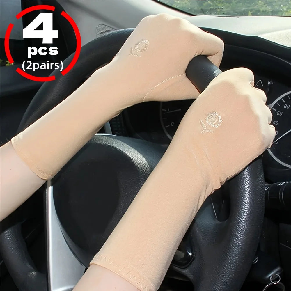 2 Pairs Women's Long Sun Protection Gloves – Breathable, Driving Sun Protection Gloves Babs