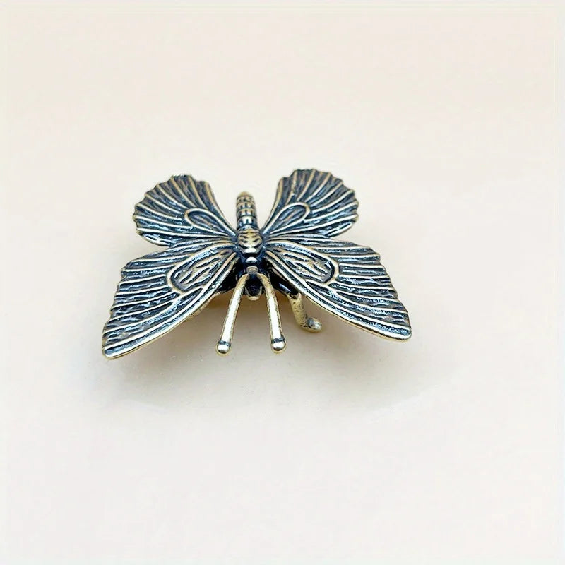 Solid Brass Butterfly Figurine – Antique Copper Desktop Ornament Brass Figurine Ornament Babs