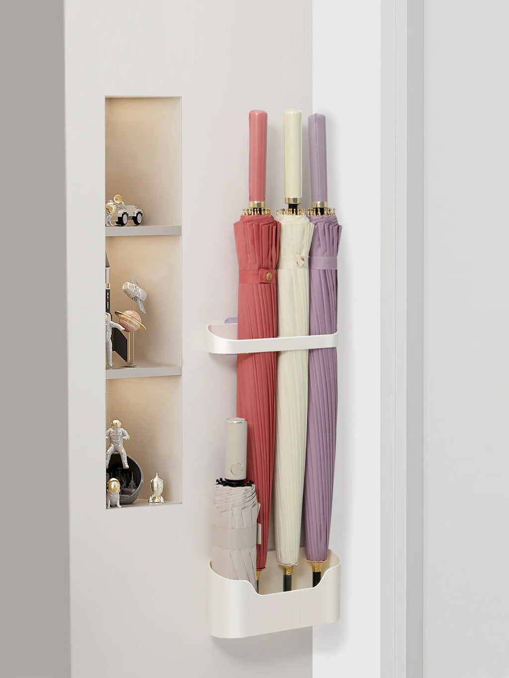 Punch-Free Wall Mount Umbrella Rack with Drain Tray Umbrella Stand Rack Babs