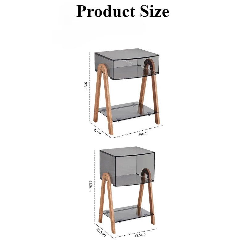 Modern Nordic Acrylic Side Table with Storage – 43×34.5×66cm Acrylic Side Table Babs