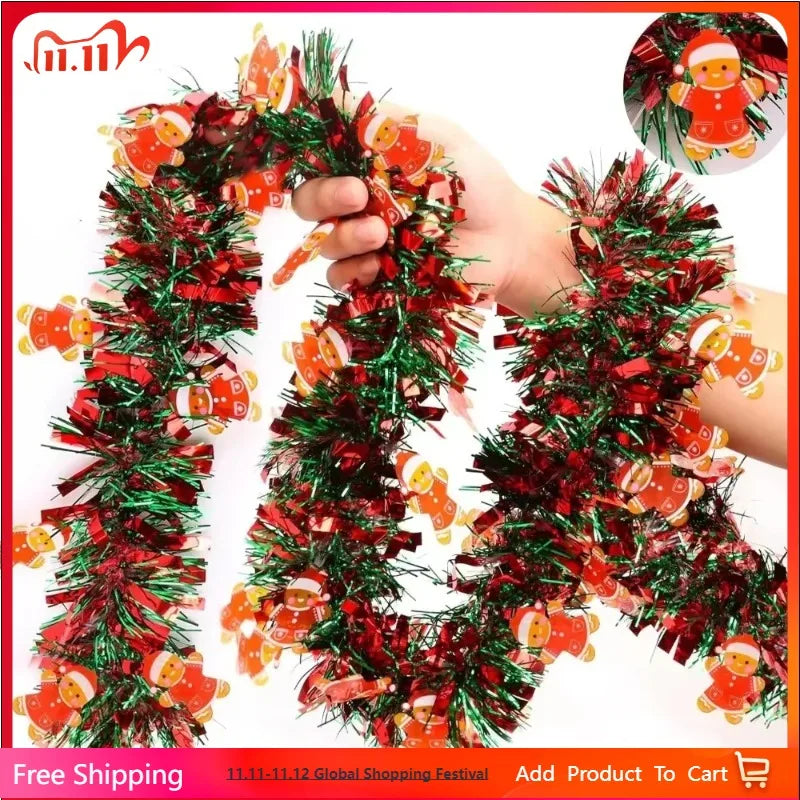 2M Christmas Garland DIY Xmas Tree Wreath Ribbon Decoration Christmas Garland Babs