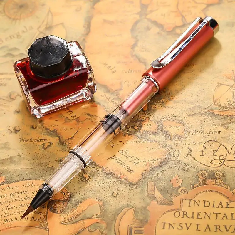 Refillable Piston Calligraphy Brush Pen – Nylon Tip, 8 Colors Calligraphy Brush Pen Babs A9