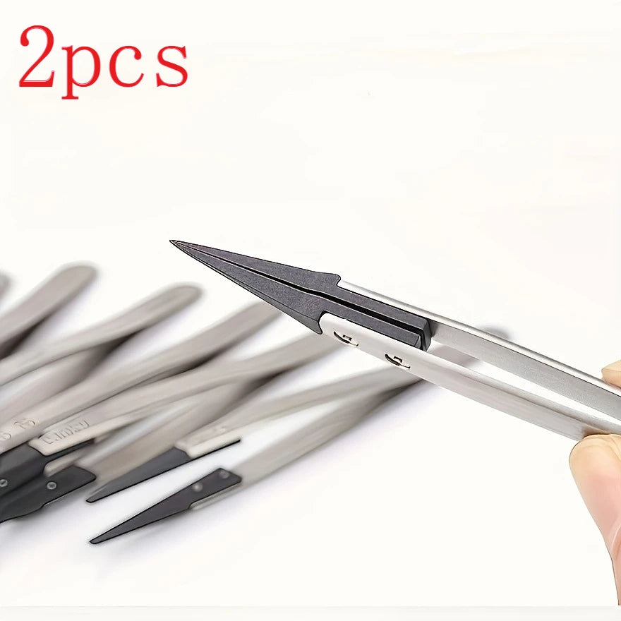 Anti-Static Carbon Fiber Tweezers 2-Pack | ESD-Safe Precision Precision Tweezers Babs