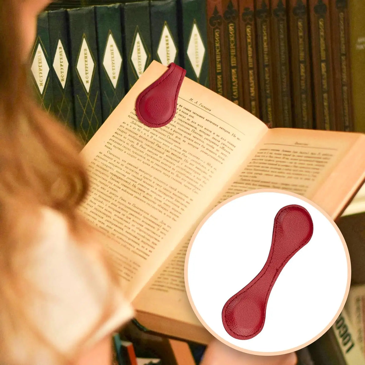 Vintage PU Leather Magnetic Bookmark – Handmade Double-Sided Decorative Bookmark Babs