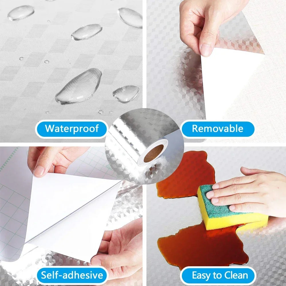 Kitchen Aluminum Foil Self-Adhesive Sticker – Oil & Heat Resistant Kitchen Wall Sticker Babs