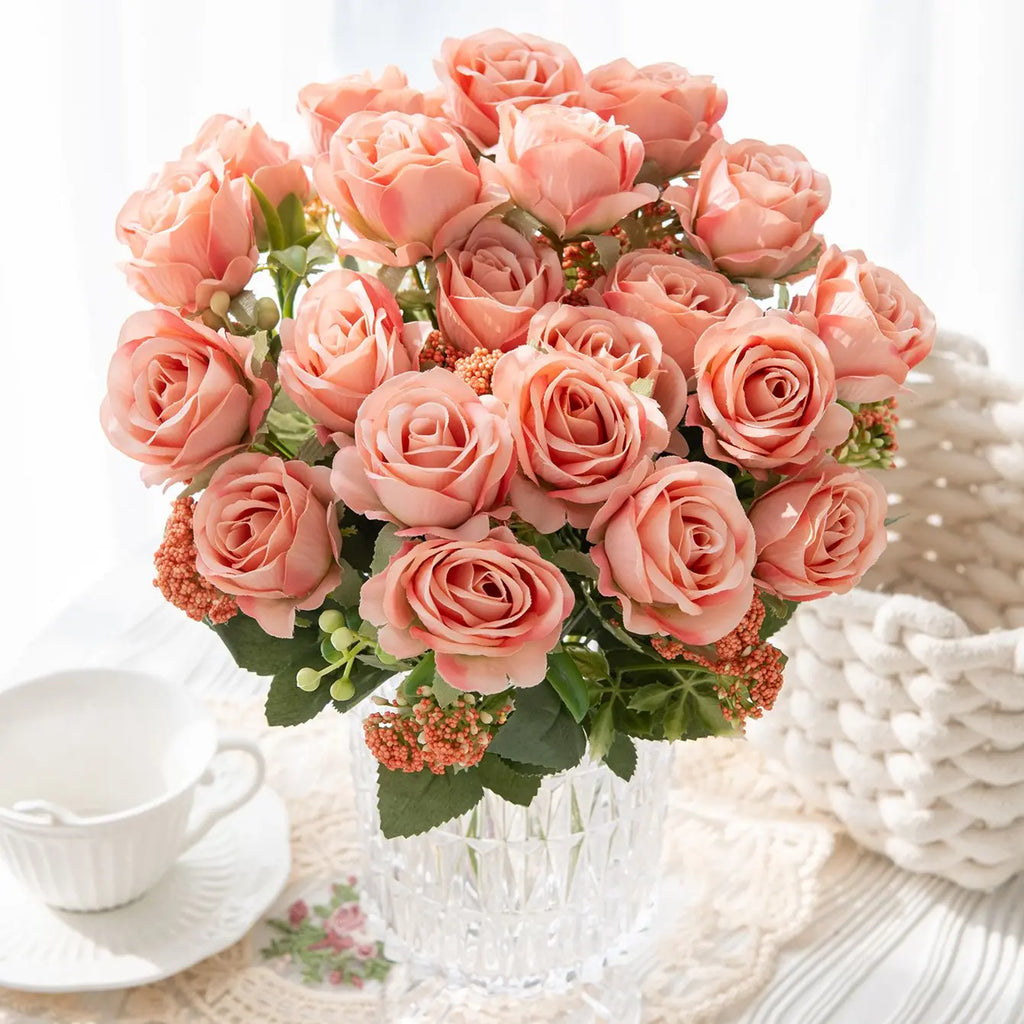 Artificial Silk Rose Bouquet – Wedding, Home & Table Décor Artificial Silk Flowers Babs