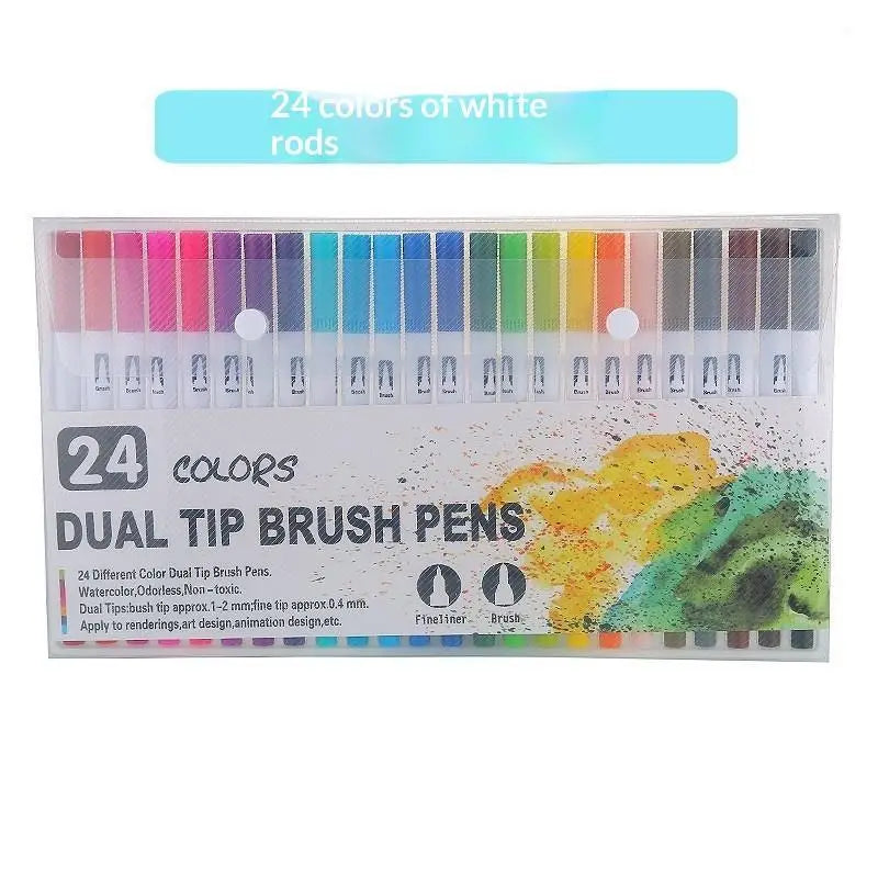 36-Color Soft Tip Brush Pens – Washable Water-Based Markers Watercolor Brush Pens Babs 24colors wite