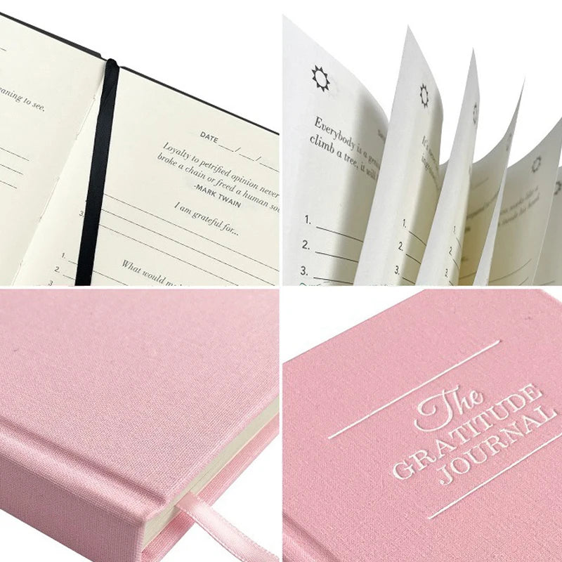 Gratitude Diary A5 Daily Notebook – 200 Pages, Cloth Cover Gratitude Journal Babs