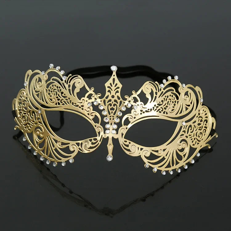 Hollow Metal Venetian Masquerade Mask – Halloween & Carnival Masquerade Mask Babs gold 1