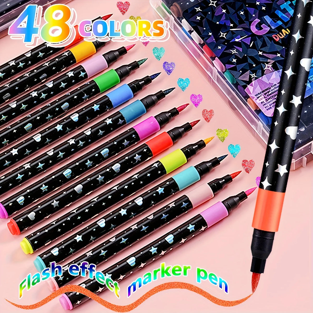 Glitter Pens 12/24/36/48 Colors – Water-Based Art Markers Glitter Art Pens Babs