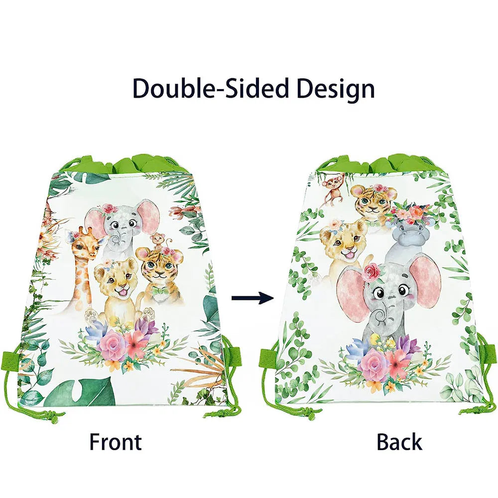 Non-Woven Drawstring Party Gift Bags for Boys & Girls Party Favor Bag Babs Jungle Animal B 27x34cm