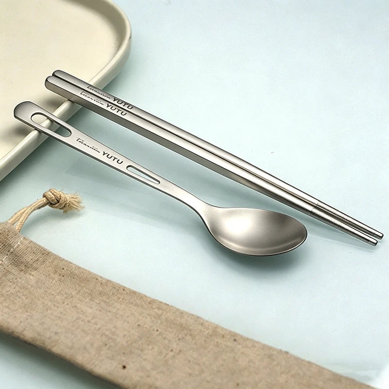 Titanium Camping Cutlery Set – Fork, Spoon, Knife & Chopsticks Camping Cutlery Set Babs