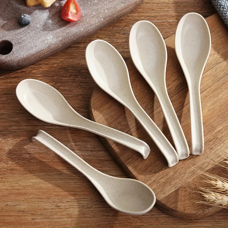 10-Pack Premium Plastic Spoons – Extra-Long Handle for Soup & Noodles Plastic Serving Spoons Babs