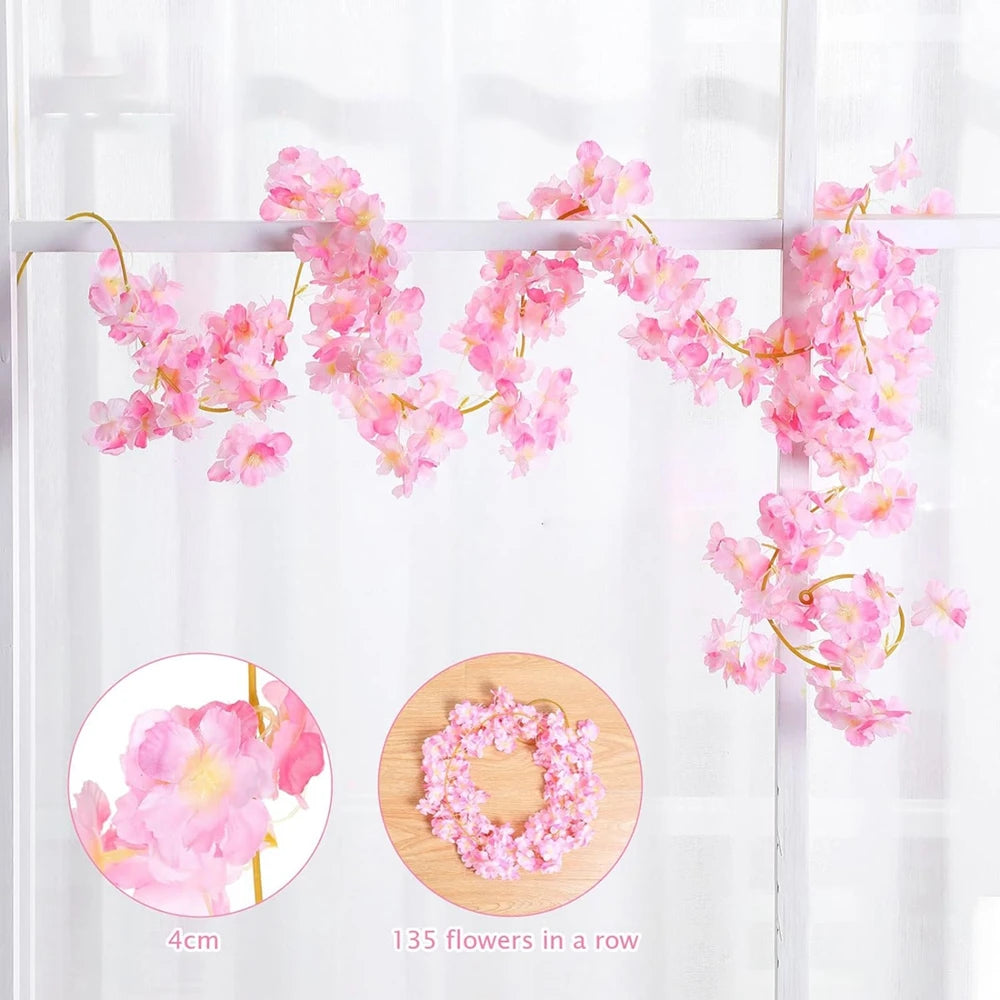 180CM Artificial Sakura Silk Flower Vine for Wedding & Décor Artificial Flower Vine Babs