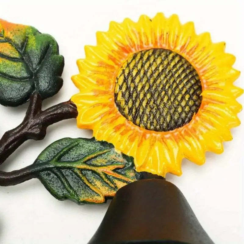 Cast Iron Sunflower Wall Bell – Hand-Painted Hanging Doorbell Decorative Wall Bell Babs