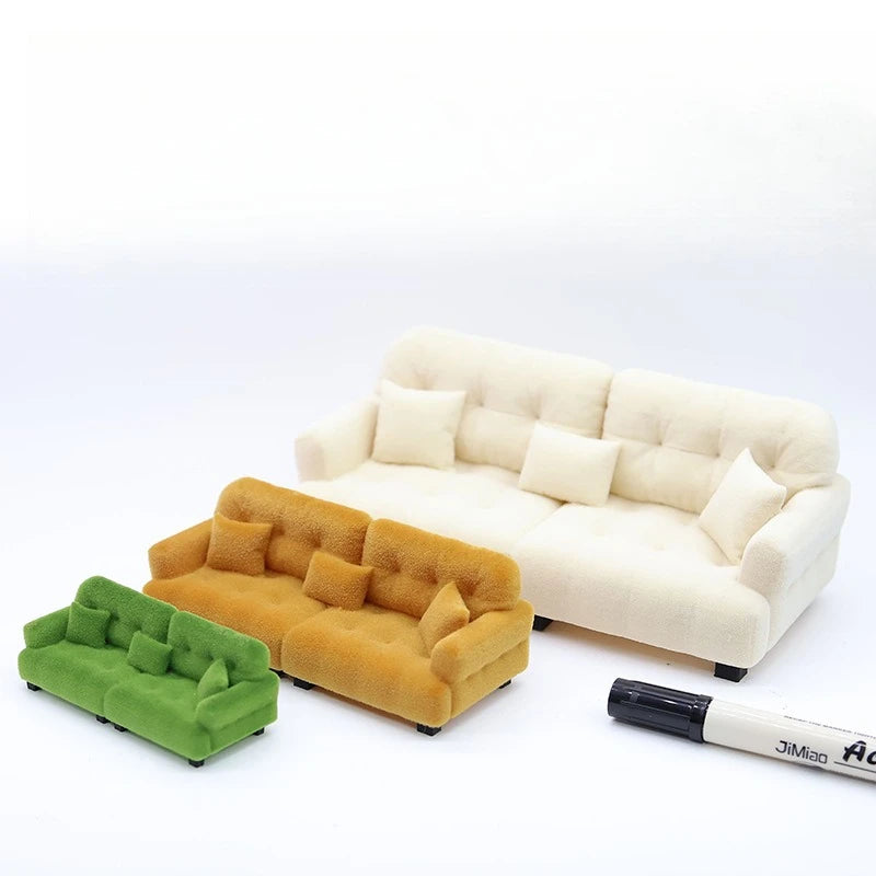 1:25/30 Miniature Dollhouse Sofa – PLA Cream Style Furniture Dollhouse Miniature Furniture Babs