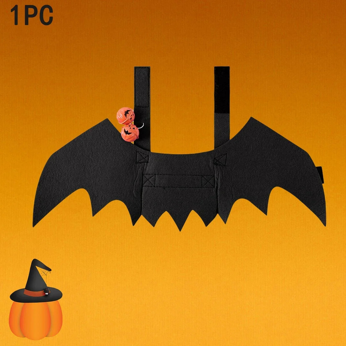 Bat Wing Pet Costume – Cat & Dog Halloween Cosplay Cape Pet Costume Cape Babs Black-1PC L