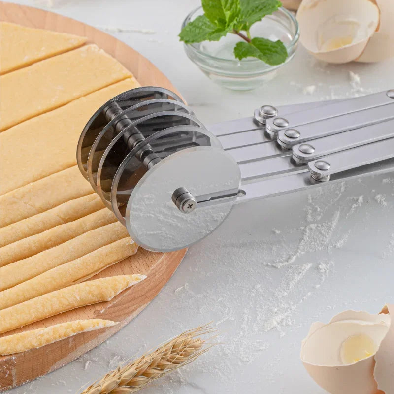 7-Wheel Stainless Steel Dough Divider & Pizza Roller Cutter Pastry Roller Cutter Babs