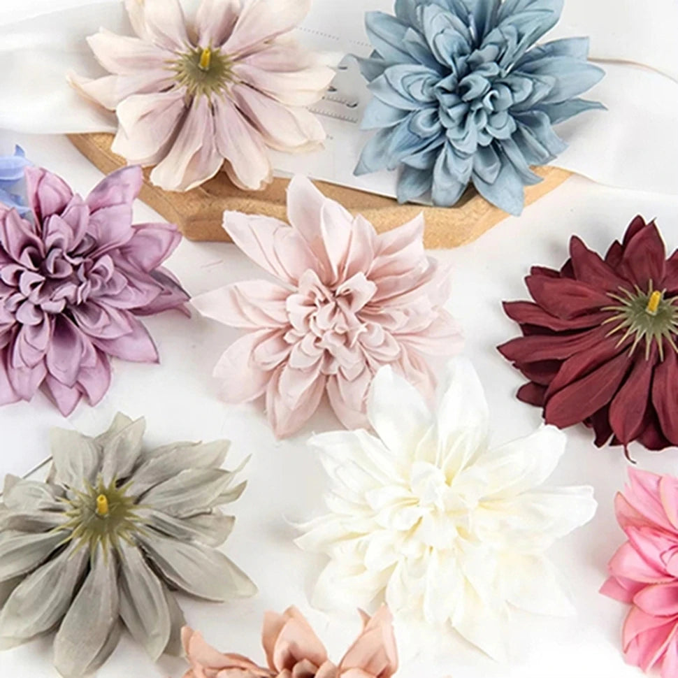 Silk Dahlia Rose Artificial Flower Heads – 5 or 10 Pack Artificial Flower Heads Babs