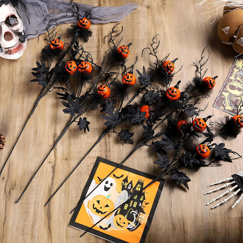 Halloween Mini Pumpkin Bouquet – Maple Leaves & Twigs Décor Halloween Decoration Babs