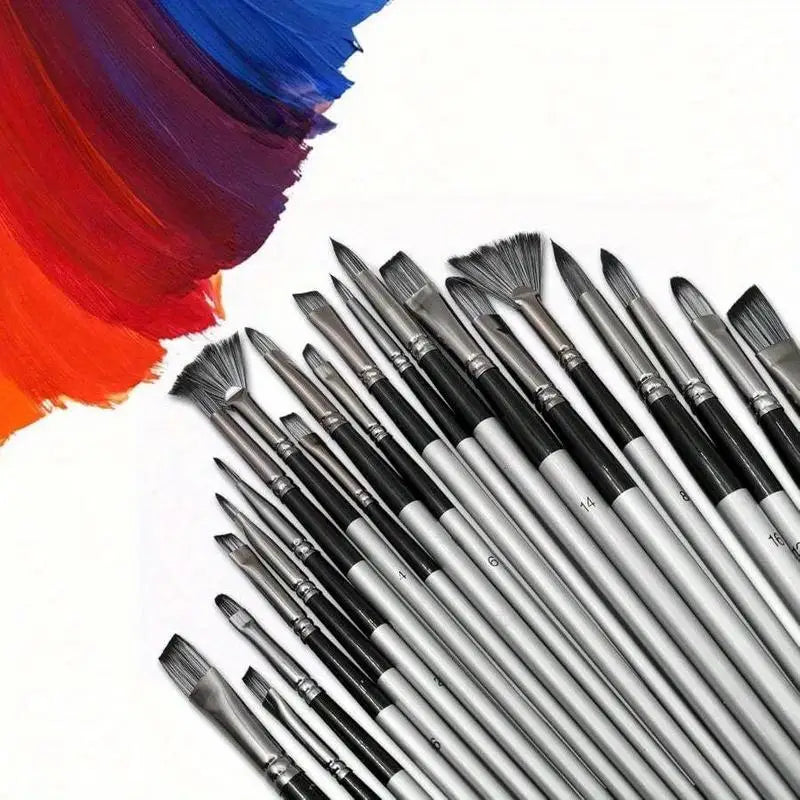 24-Piece Paint Brush Set – Acrylic, Oil & Watercolor Art Paint Brush Set Babs