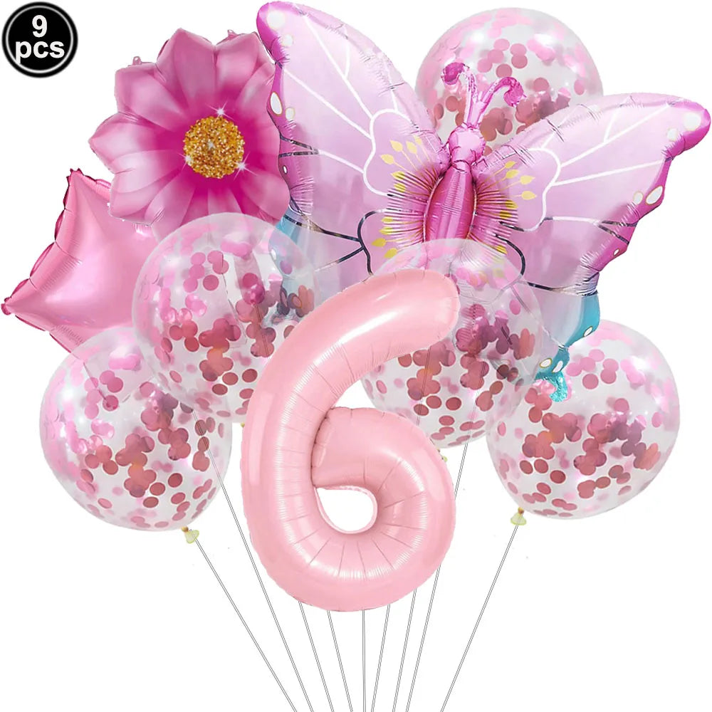 Butterfly Party Supplies Set – Plates, Cups & Foil Balloons