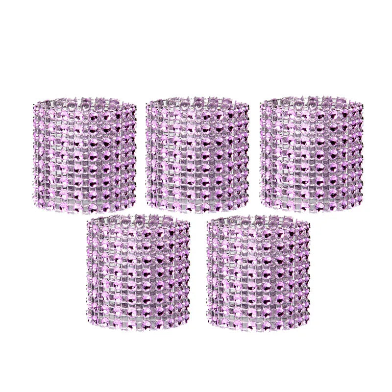 10pcs Rhinestone Bow Napkin Rings Gold Silver Wedding Decor Napkin Rings Babs light purple
