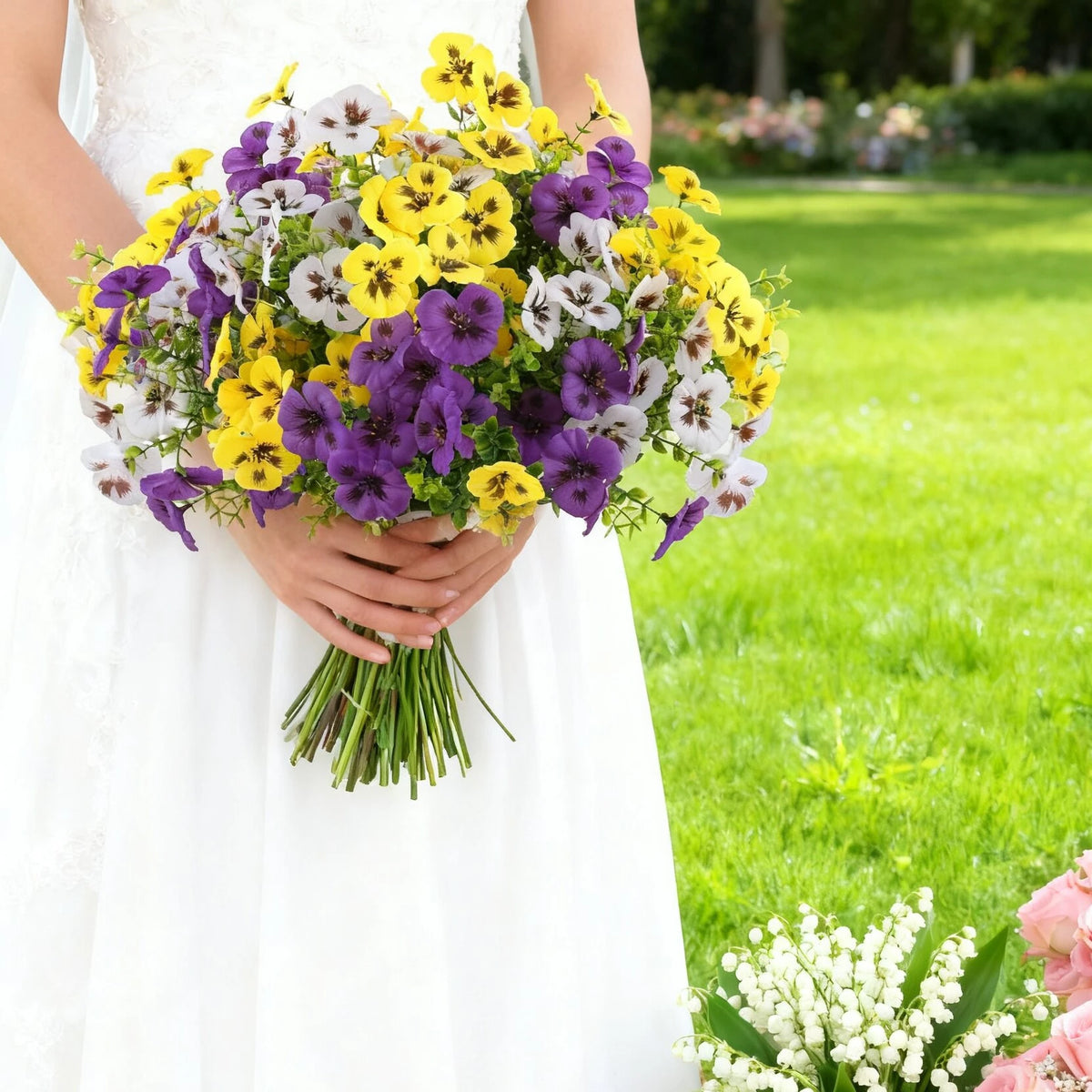 Artificial Silk Pansy Bouquet – Wedding & Home Floral Décor Artificial Flower Bouquet Babs