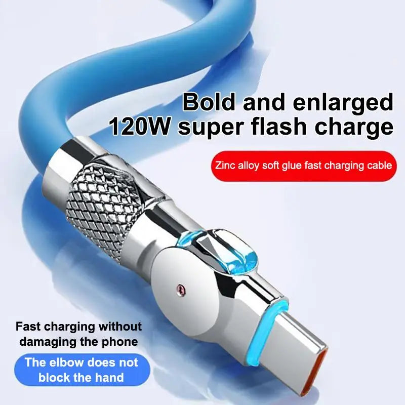 HUXUAN 120W 6A USB-C Fast Charging Cable 1m 1.5m 2m USB-C Charging Cable Babs