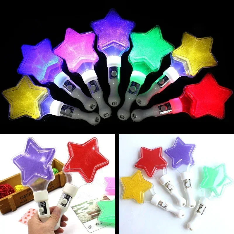 12pcs Star Flashing Glow Wands – Concert & Party Cheering Props Glow Party Wands Babs
