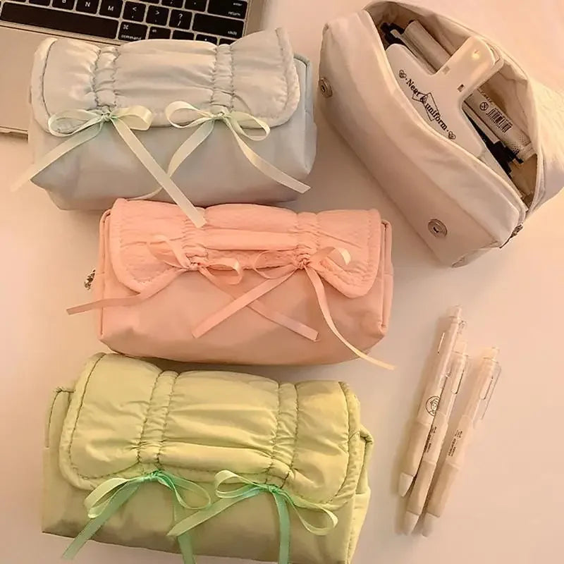 Korea Style Bow Pencil Case – Large Capacity Drawstring Bag Pencil Case Babs