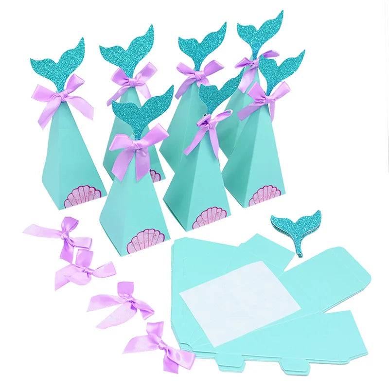 10Pcs Mermaid Tail Paper Candy Boxes – Party & Baby Shower Party Favor Boxes Babs