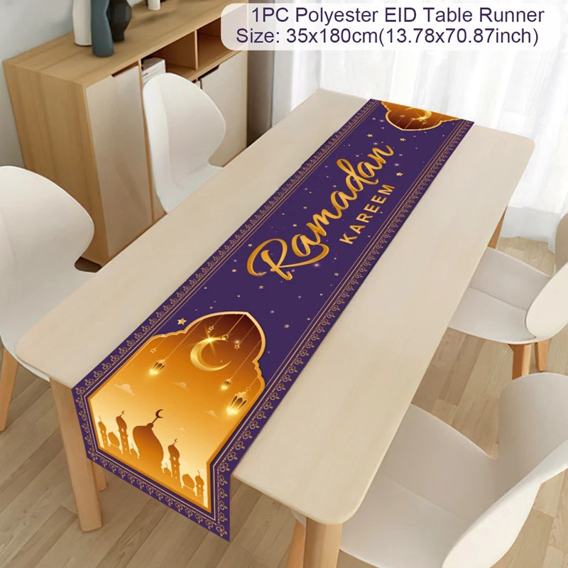 Ramadan Eid Mubarak Table Runner – Festive Polyester Tablecloth Festive Table Runner Babs 6