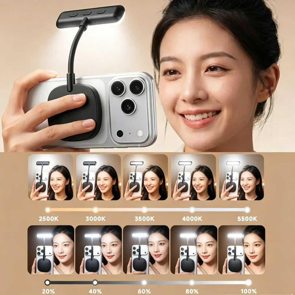 Magnetic Flexible LED Selfie Fill Light – Dimmable 3 Color Temps LED Selfie Fill Light Babs